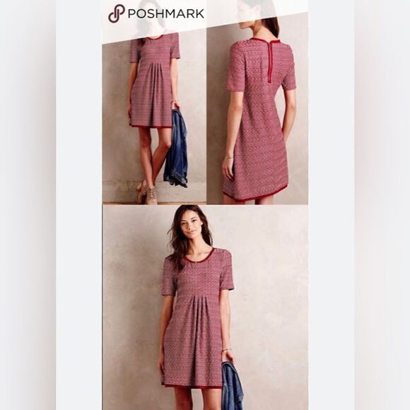 Anthropologie Maeve Red & White Dora Dress | size medium - Picture 1 of 7
